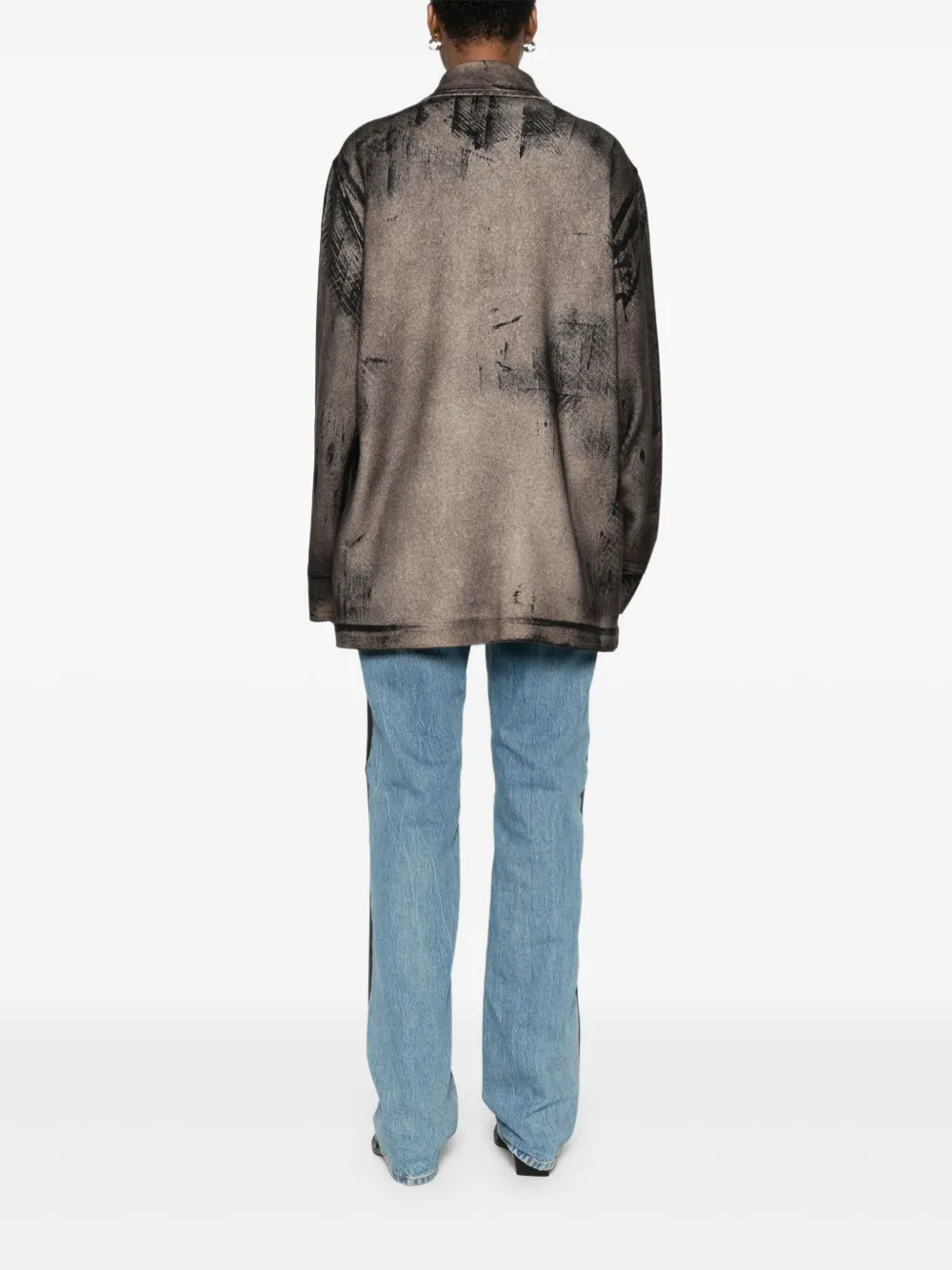 Avant Toi Blouse met abstracte print Bruin