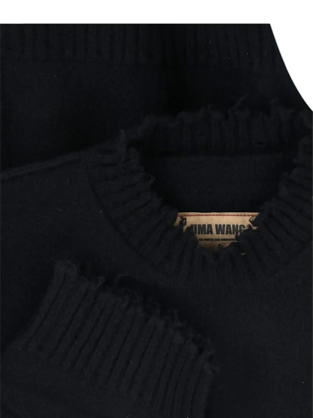 Uma Wang Frayed Cashmere Sweater In Blue
