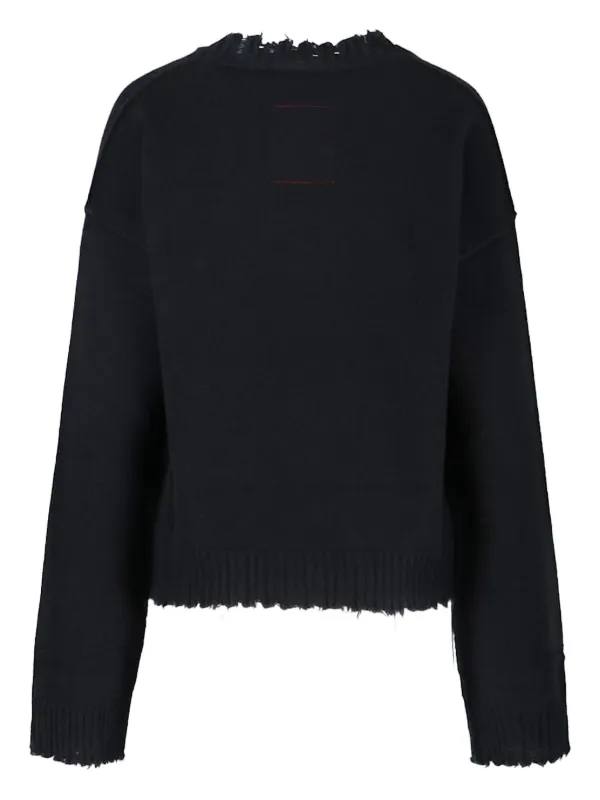 Uma Wang Frayed Cashmere Sweater Black FARFETCH IN