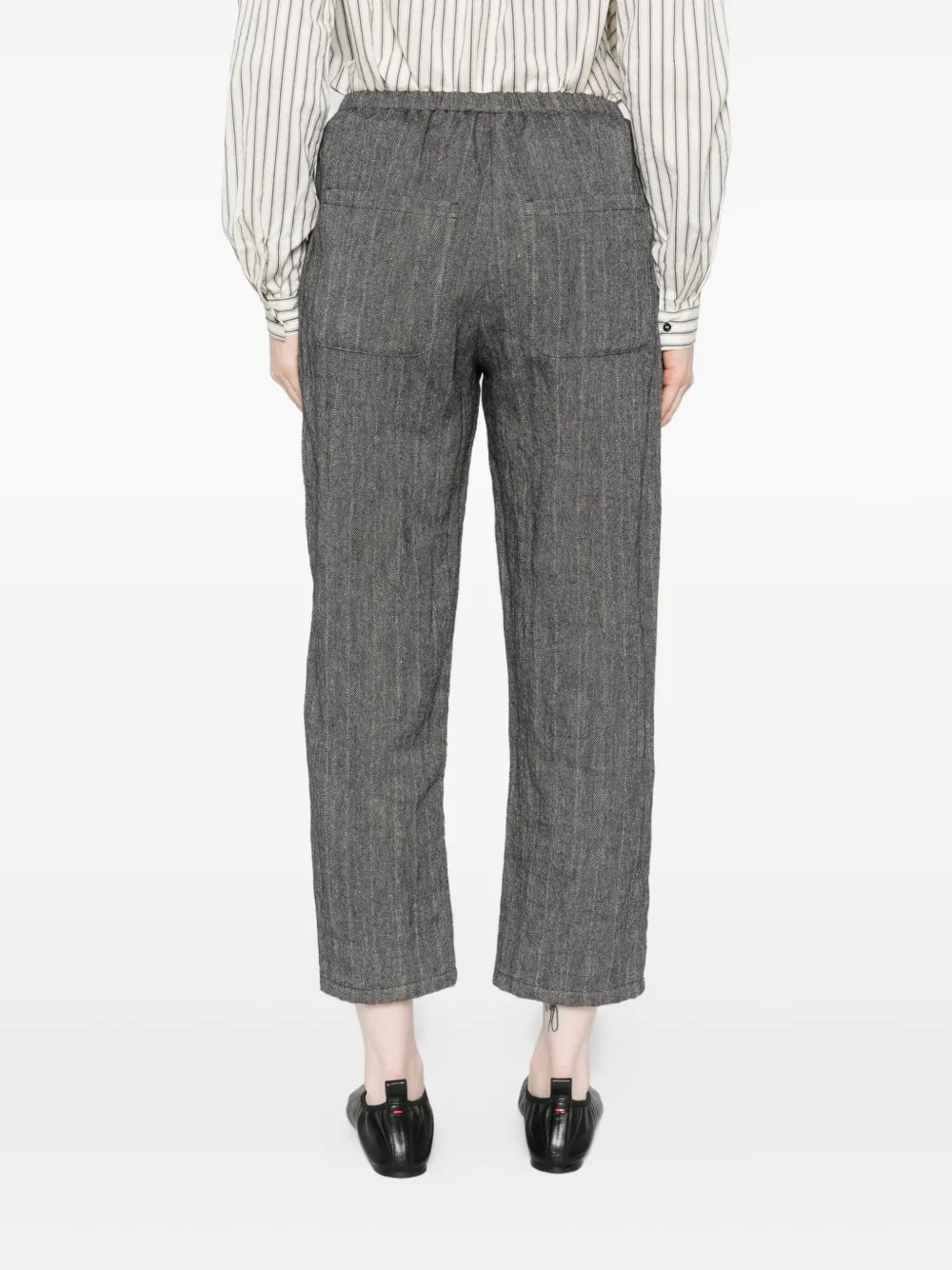 Apuntob Elastic-waistband Striped Trousers In Gray