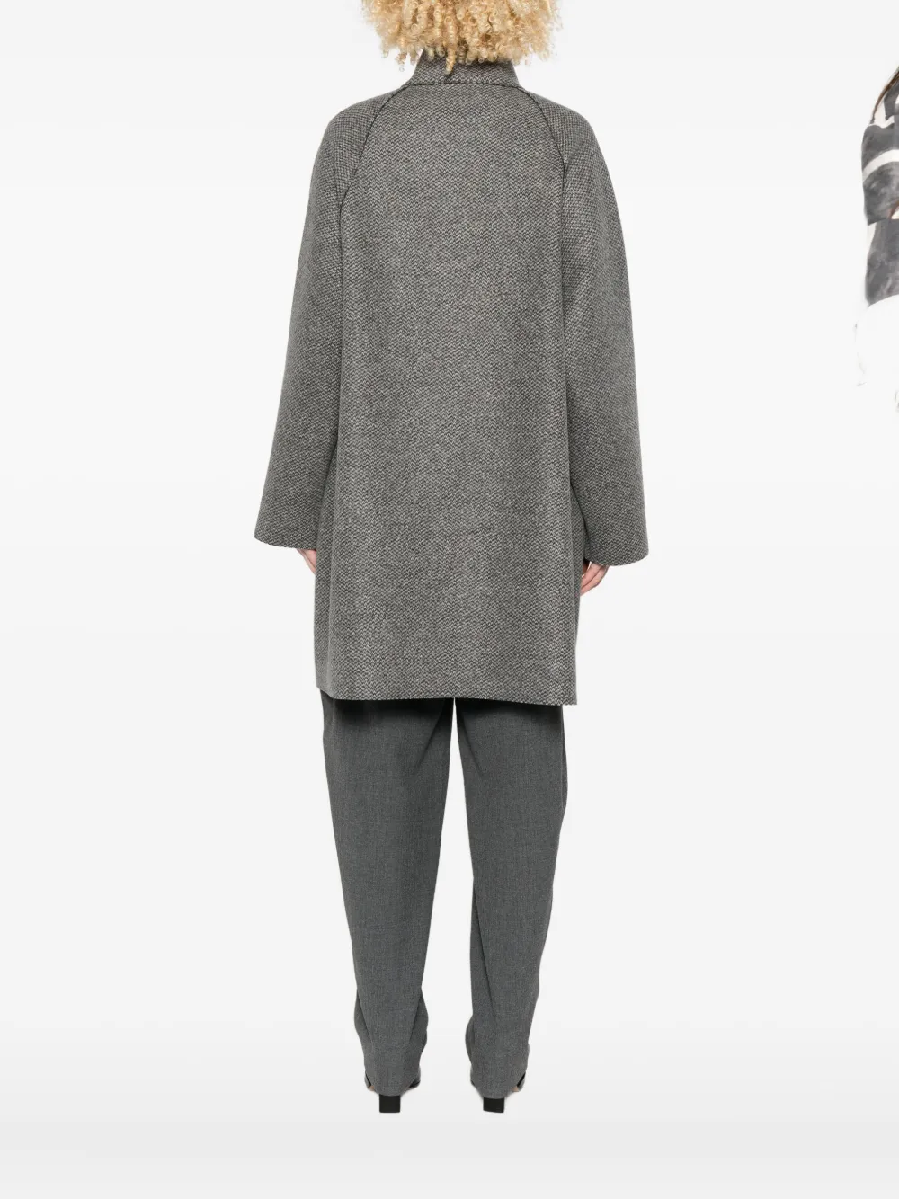Harris Wharf London Raglan-sleeve Textured Coat In Gray