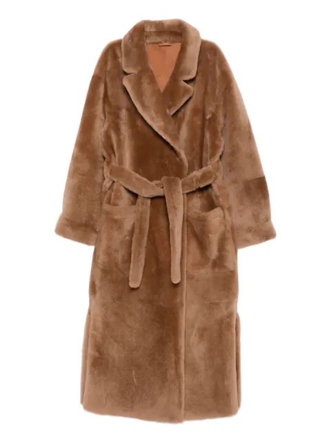 Liska belted shearling coat