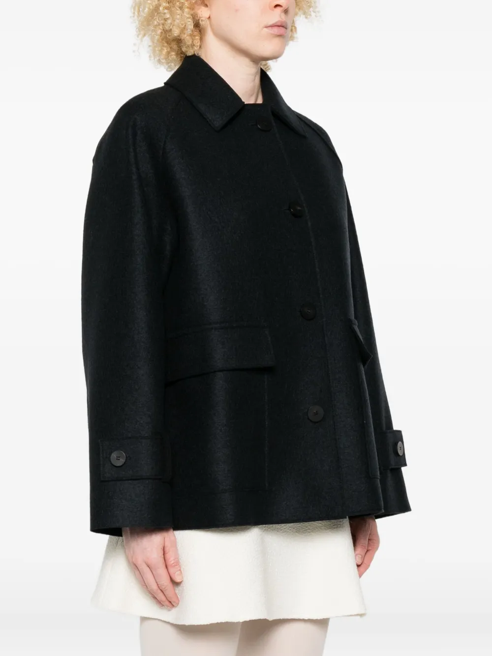 Harris Wharf London Button-fastening Flap-pocket Jacket In Black