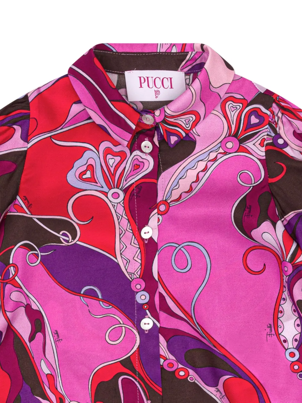 Pucci Junior Patterned Shirt Dress In Pink
