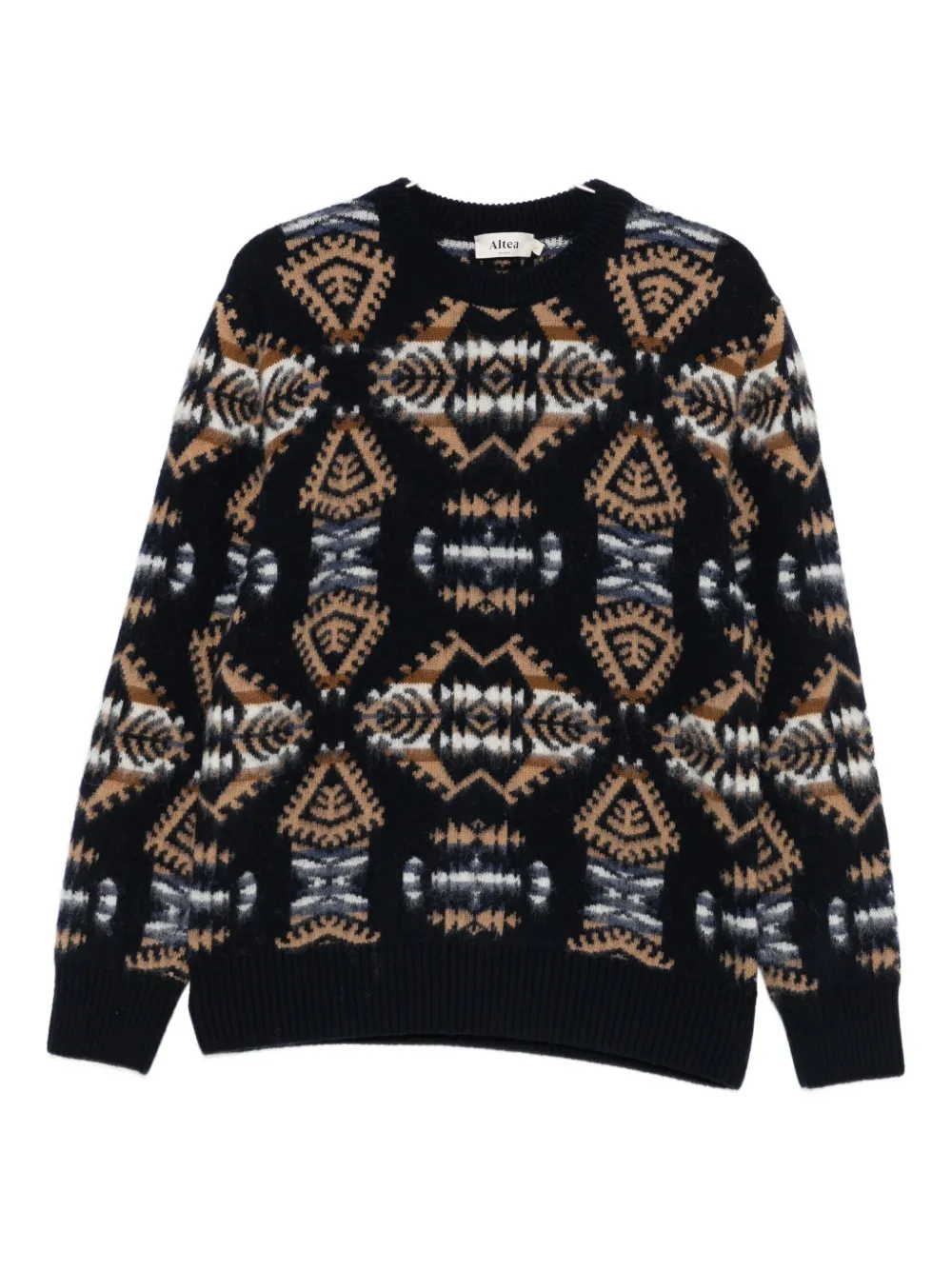 Altea Long Sleeve Crew-neck Jacquard Sweater In Black