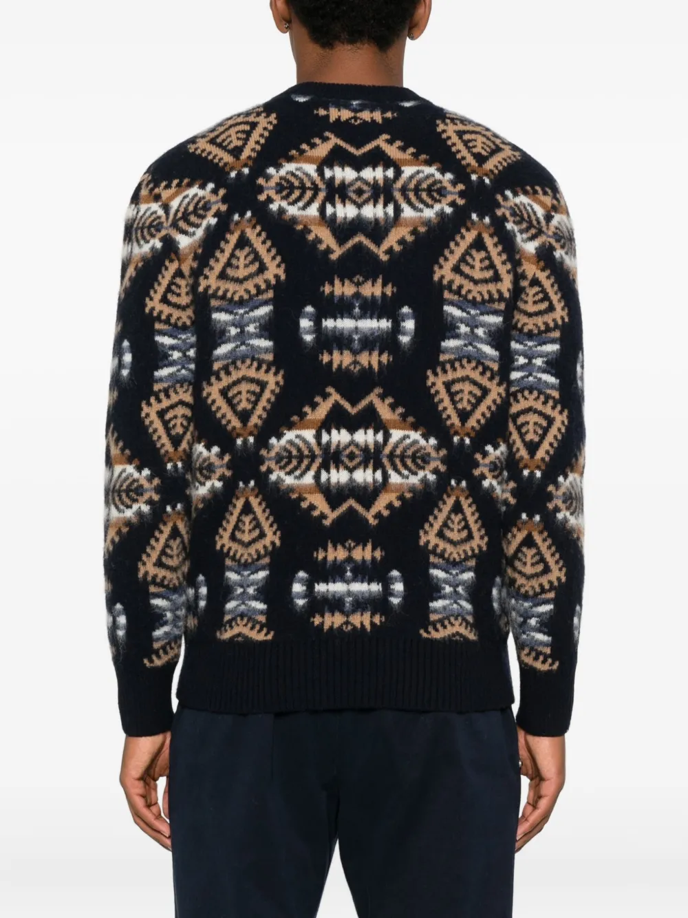 Altea Long Sleeve Crew-neck Jacquard Sweater In Black