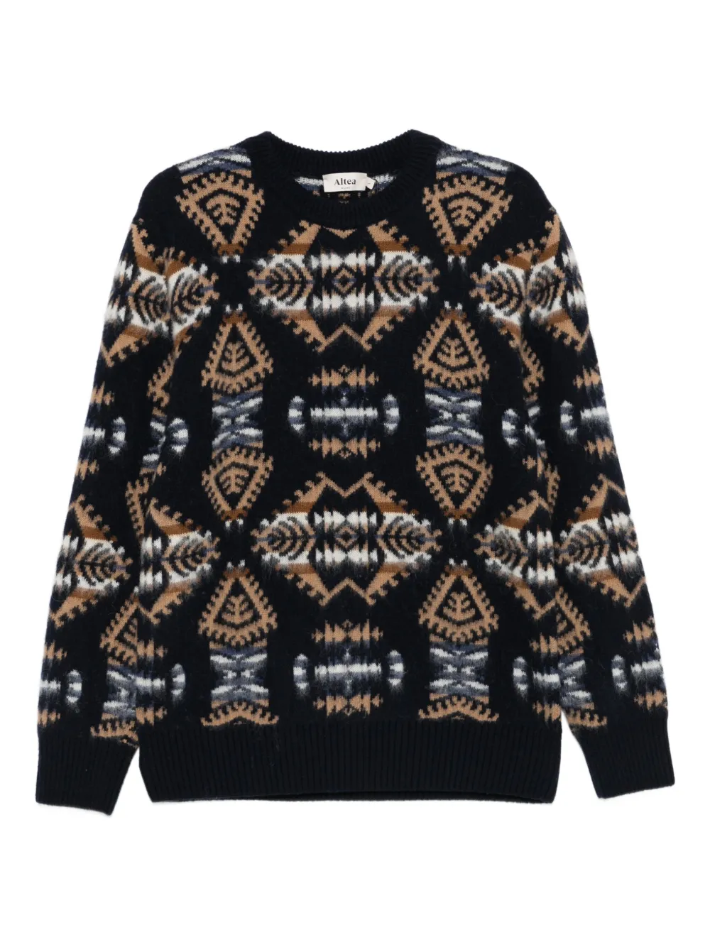 Altea geometric-pattern crew-neck sweater | Black | Image 1