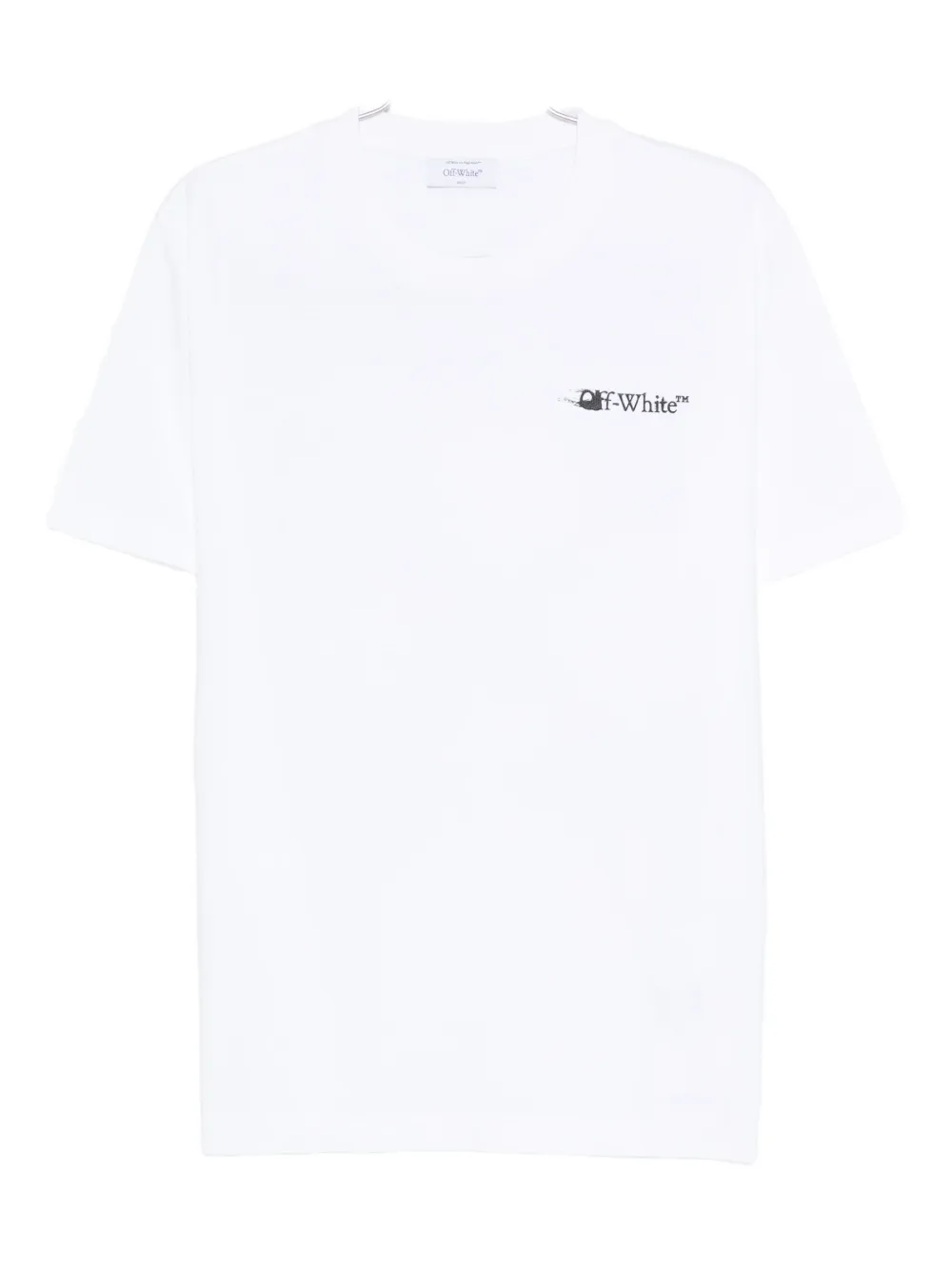 Off-white Cotton T-shirt With Graphic Design And Crew Neck In White