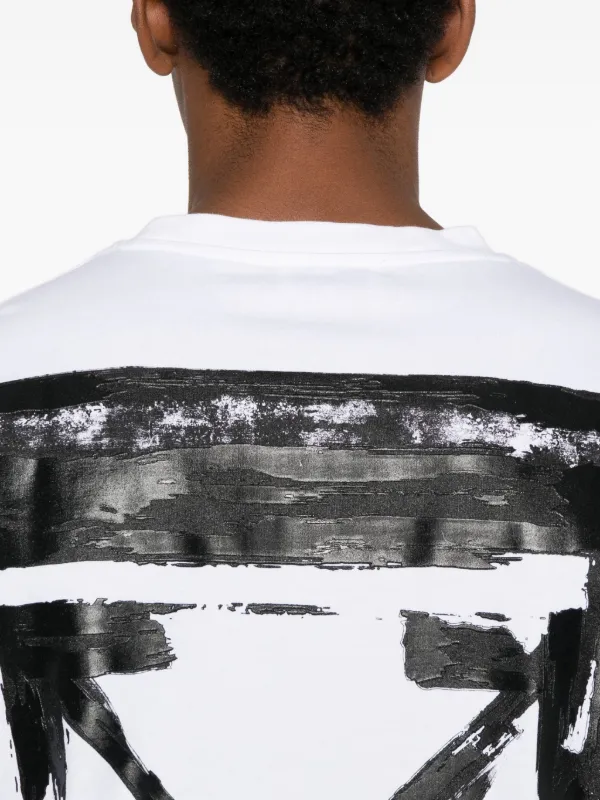 Off-White logo-embroidered T-shirt | White | FARFETCH CA