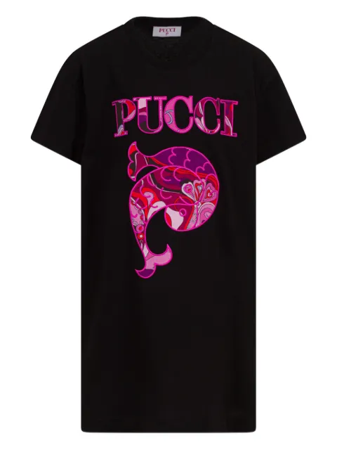 PUCCI Junior embroidered-detail short-sleeves dress