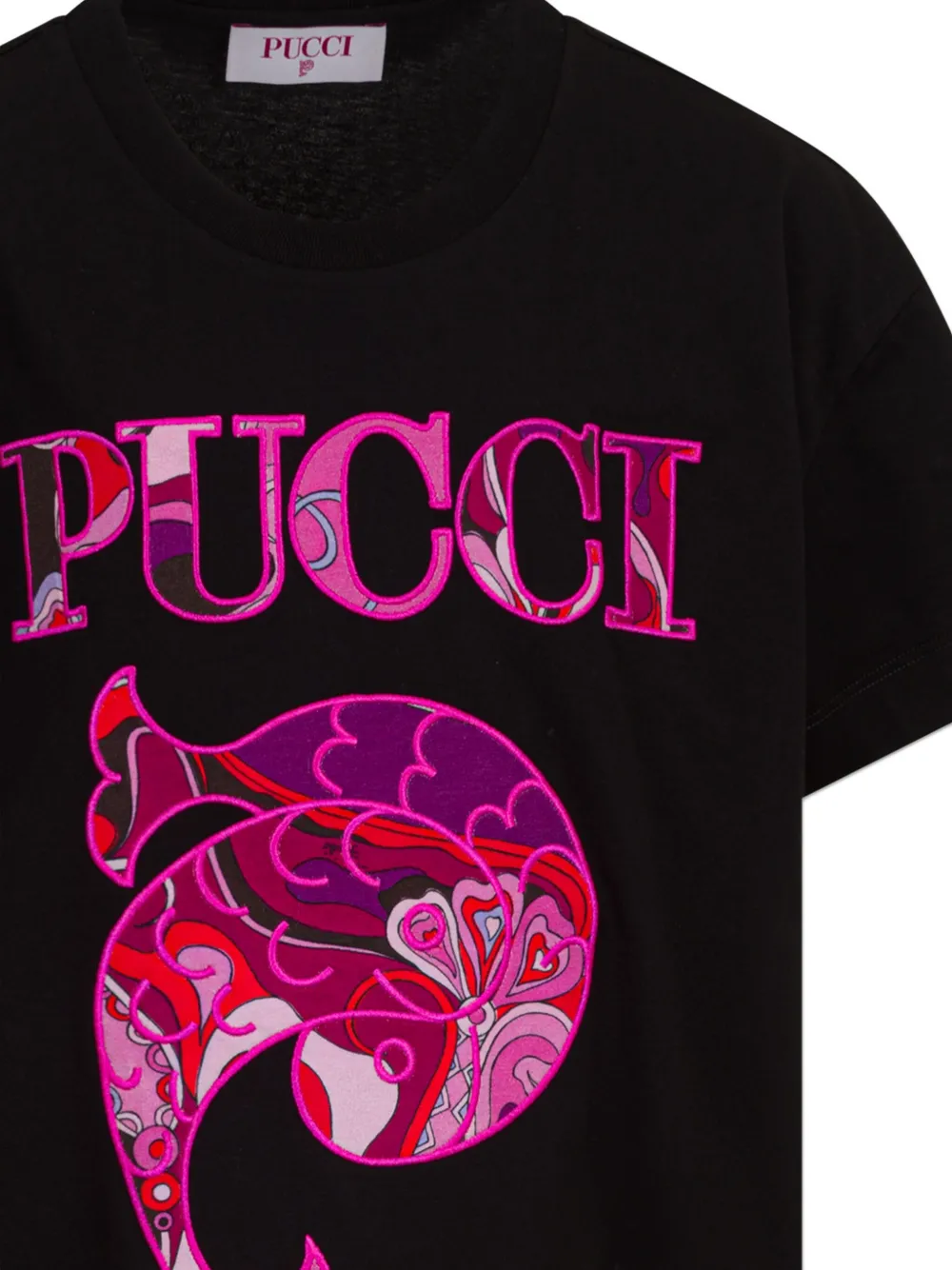 PUCCI Junior Jurk met korte mouwen en geborduurd detail Zwart
