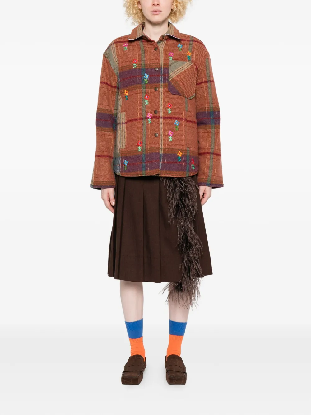 SUSANNA BLU embroidered plaid shirt jacket | Oversized Jackets | Image 2