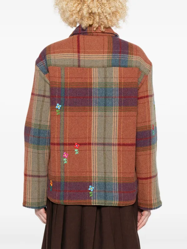 SUSANNA BLU Embroidered Plaid Shirt Jacket Brown FARFETCH PH