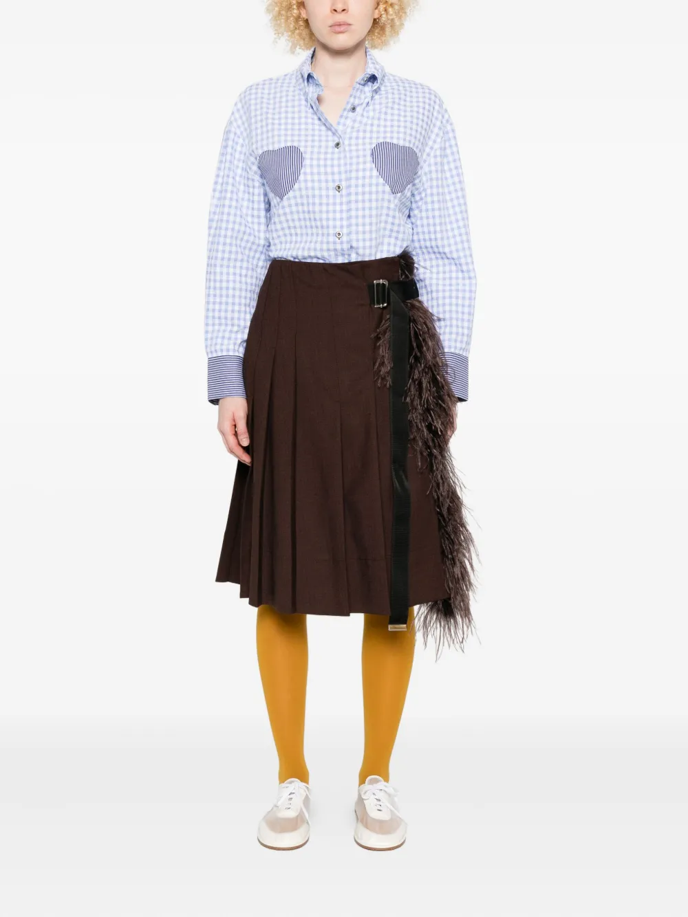SUSANNA BLU Dalia blouse met gingham-ruit en hartdetail - Blauw