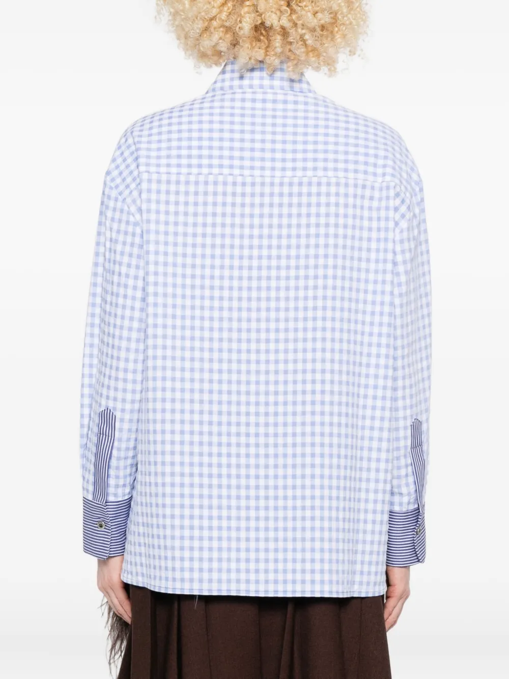 SUSANNA BLU Dalia blouse met gingham-ruit en hartdetail Blauw