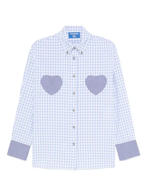 SUSANNA BLU Dalia gingham heart-detail shirt