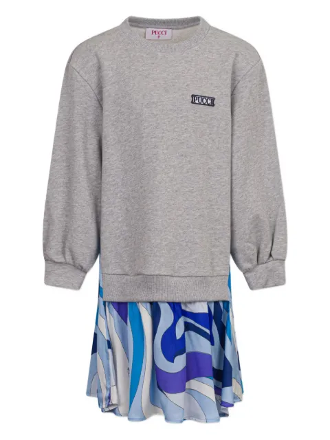 PUCCI Junior logo-detail pleated dress