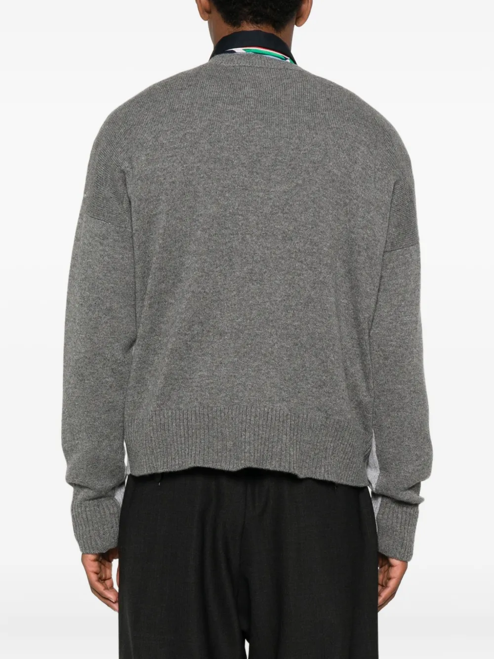 Plan C V-neck Long-sleeve Sweater In Gray