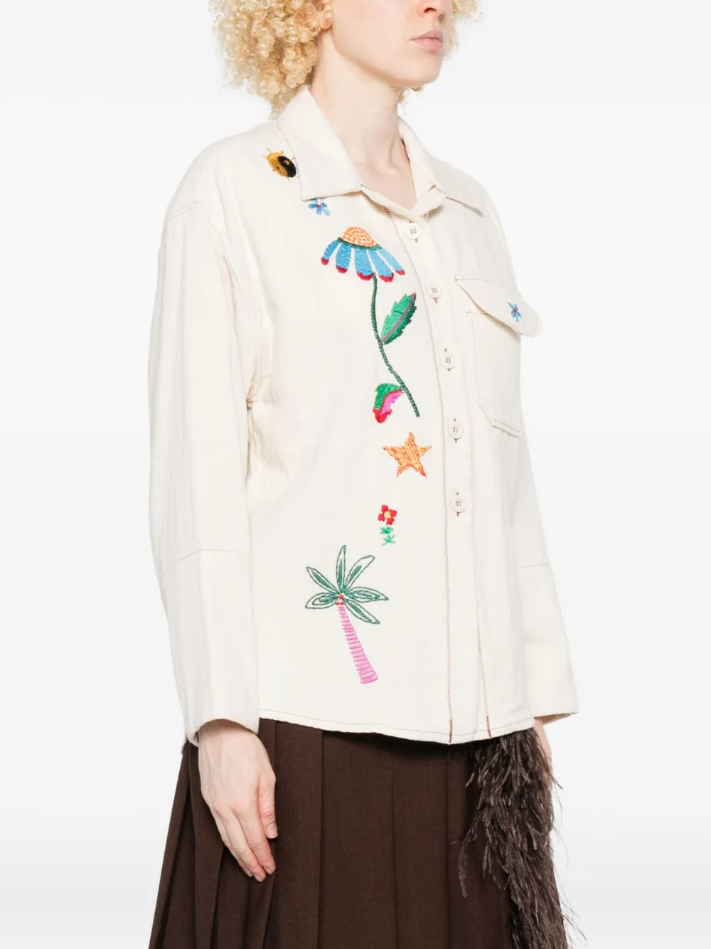 SUSANNA BLU Narciso blouse met geborduurde bloemen Wit