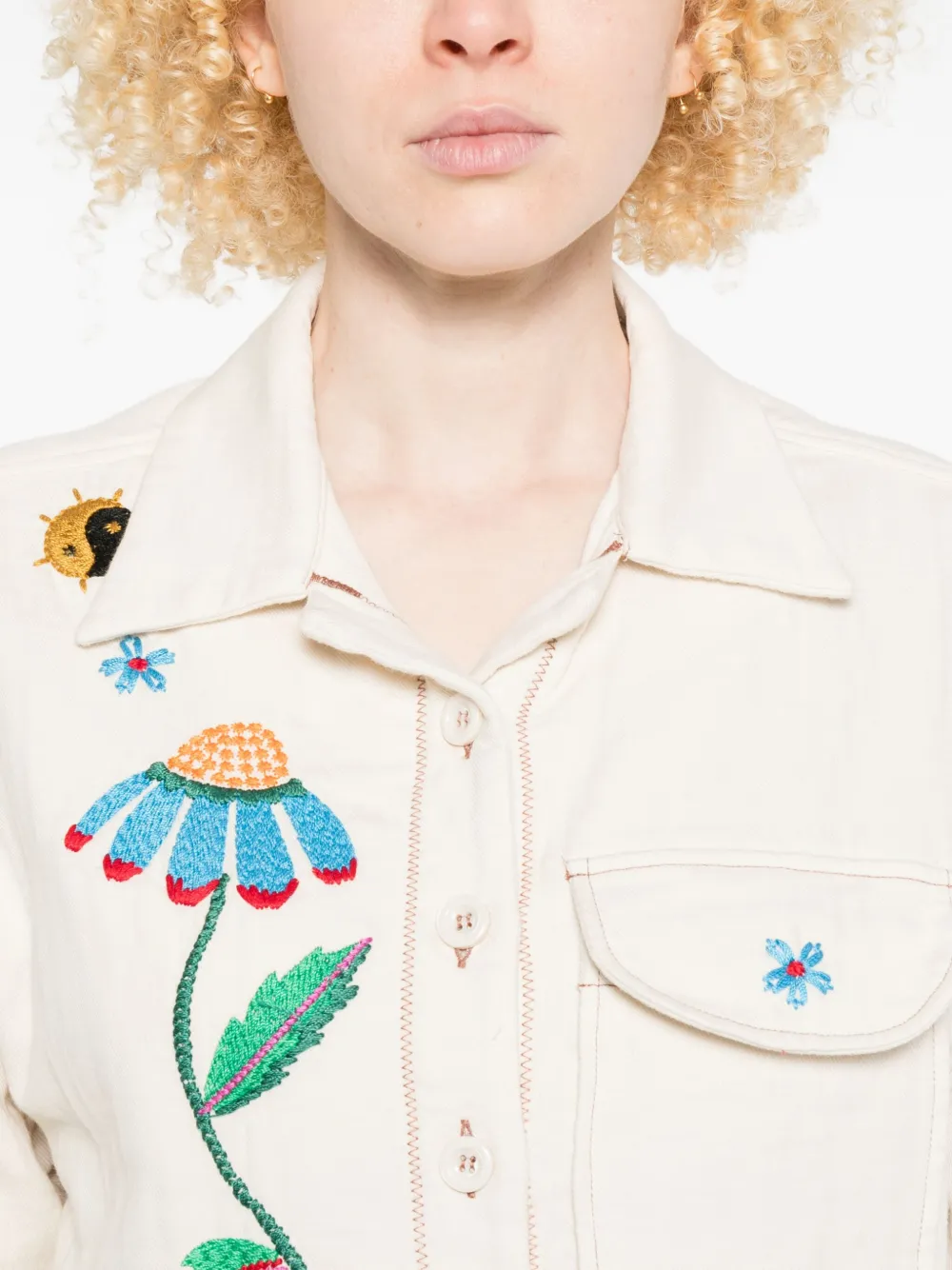 SUSANNA BLU Narciso blouse met geborduurde bloemen Wit