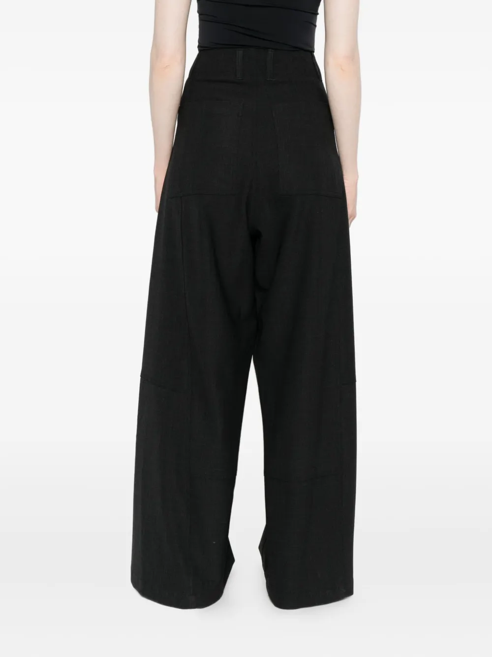 Plan C Panelled Straight-leg Trousers In Black
