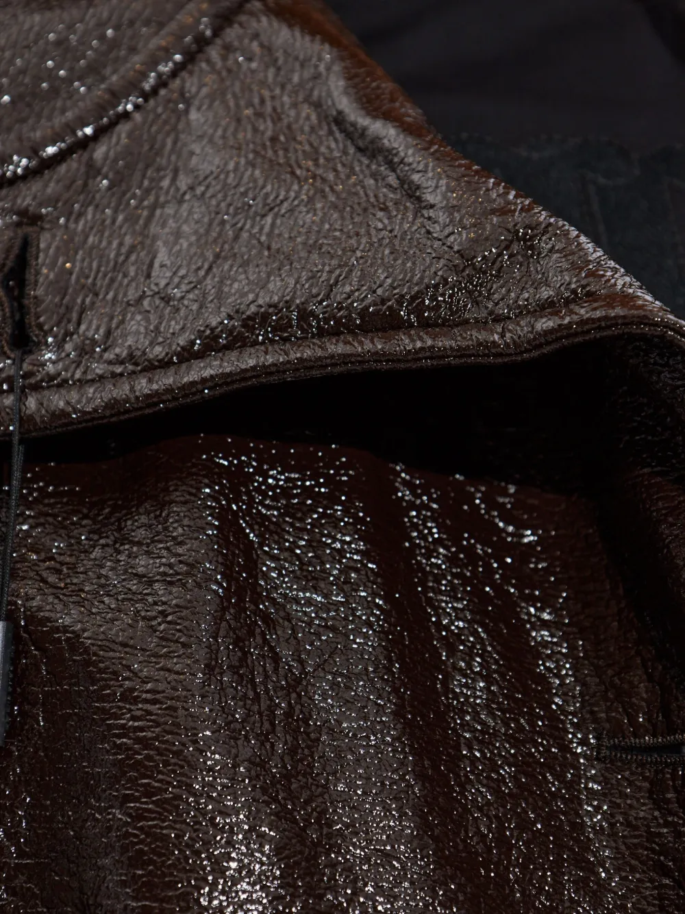 Sportmax Short Trench Coat With Patent Effect And Bomber Inspired Details In Black