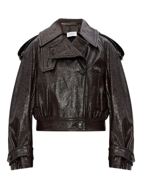 Sportmax leather-effect cuffed-sleeves cropped jacket 