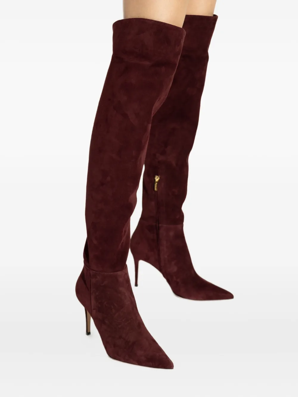 Gianvito Rossi 90mm Jules suede pointed-toe boots Red