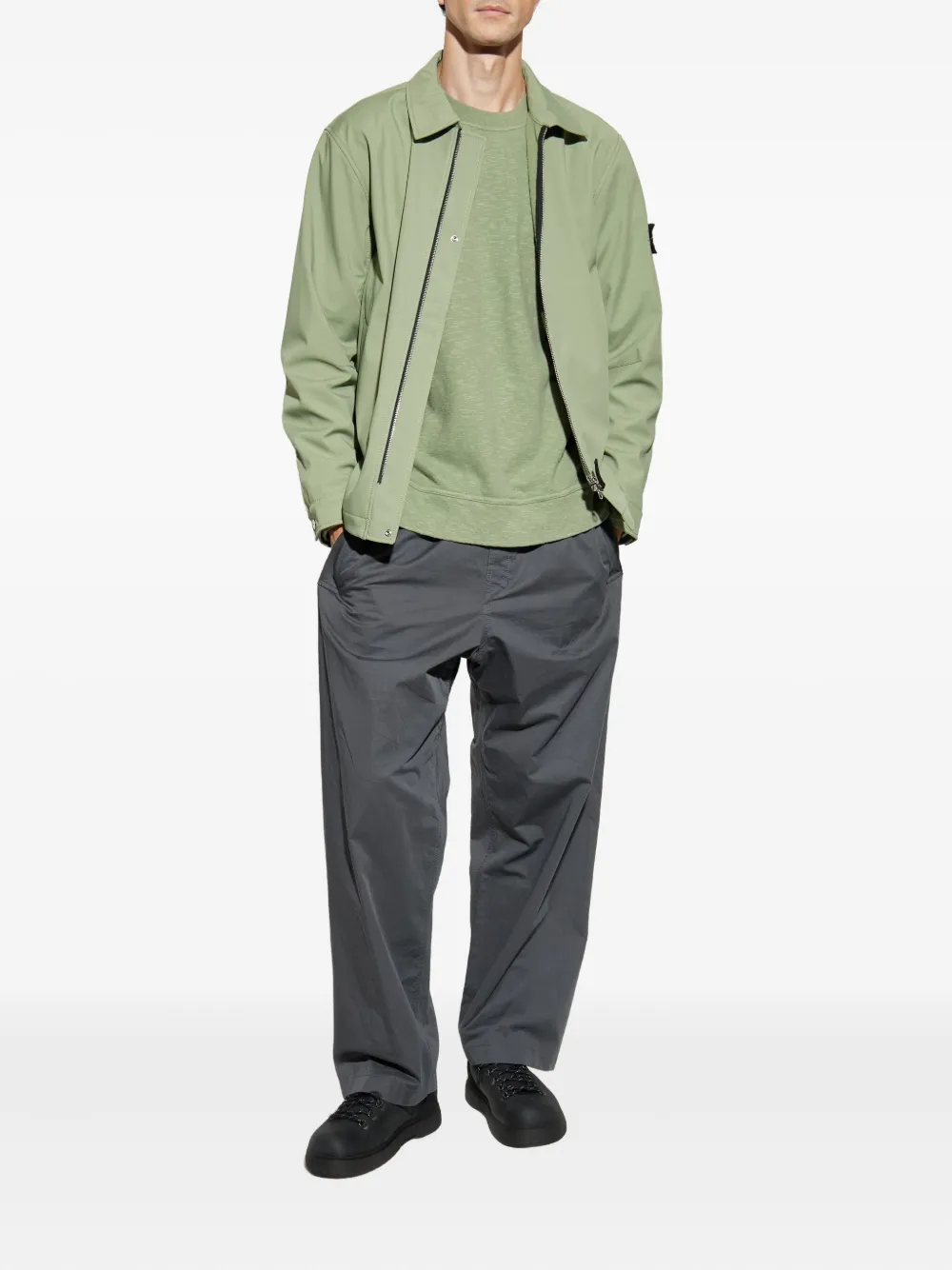 Stone Island Katoenen sweater met logopatch - Groen
