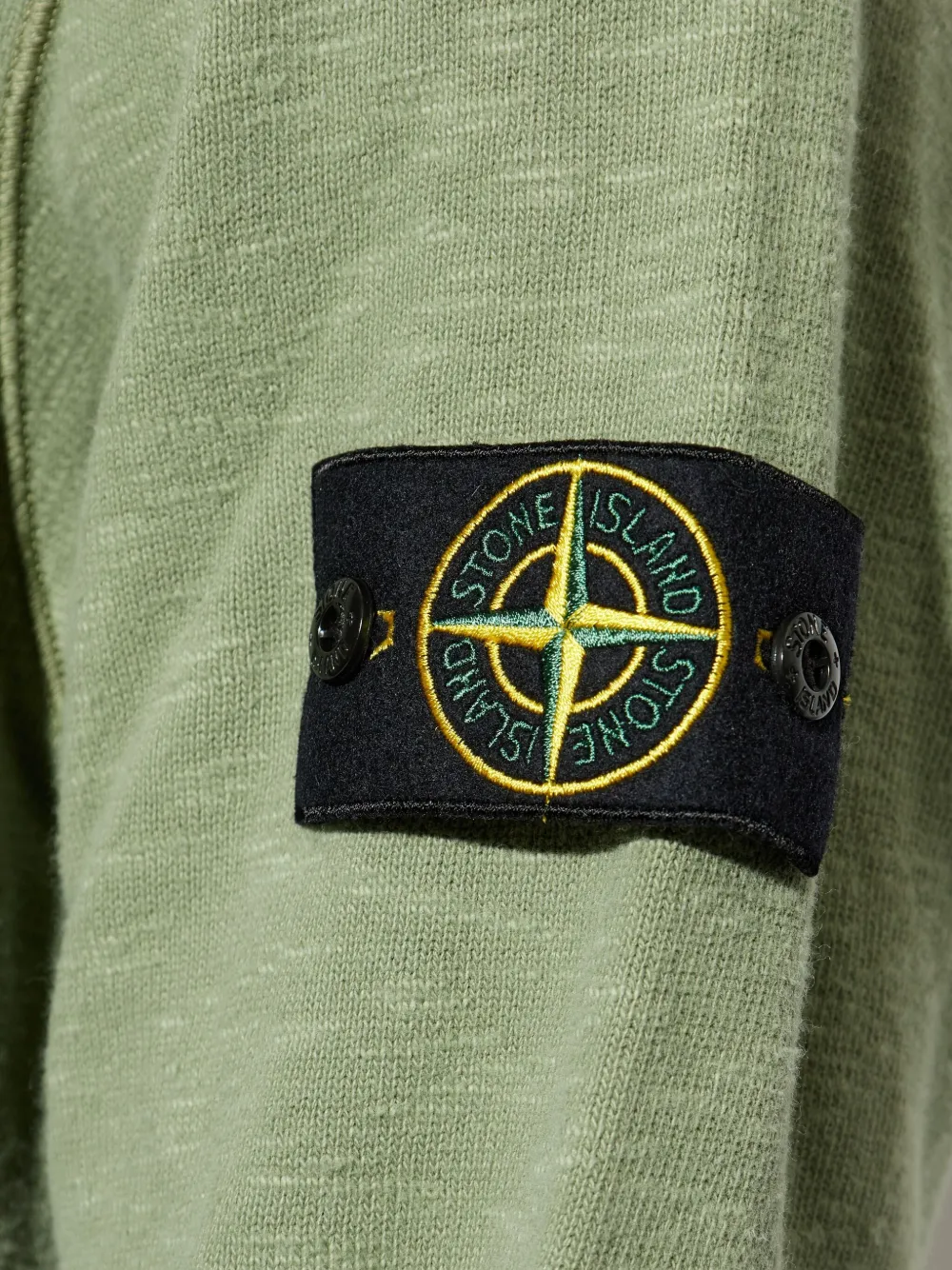 Stone Island Textured Crew Neck Cotton Sweatshirt In Green