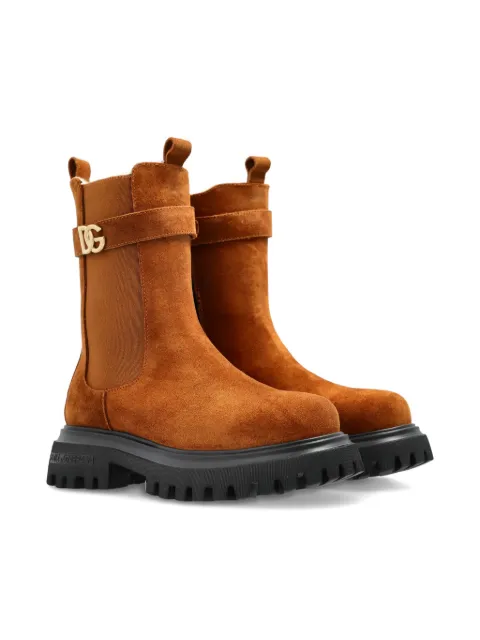 Dolce & Gabbana Kids logo-plaque suede boots