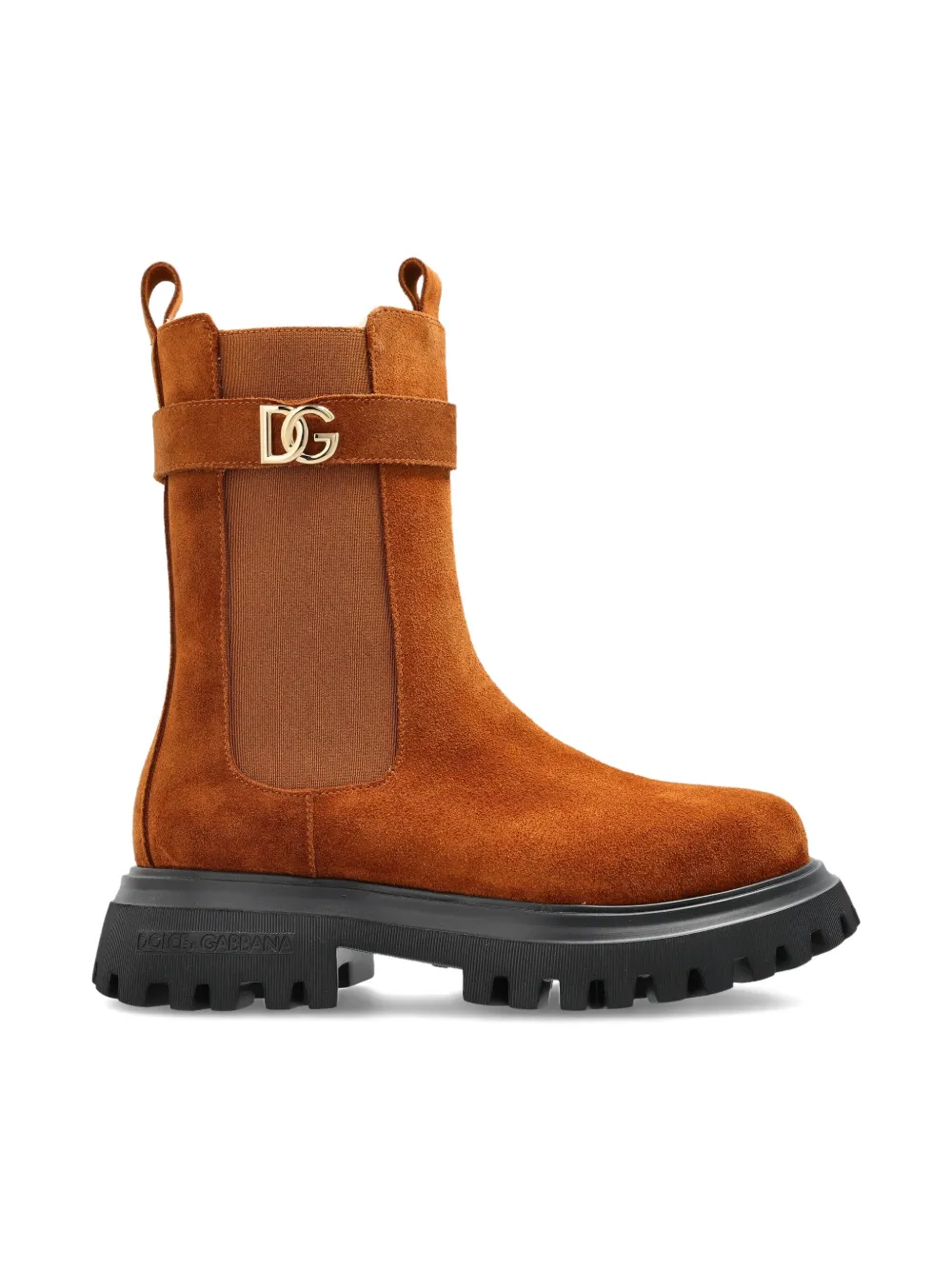 Dolce & Gabbana Kids logo-plaque suede boots Brown