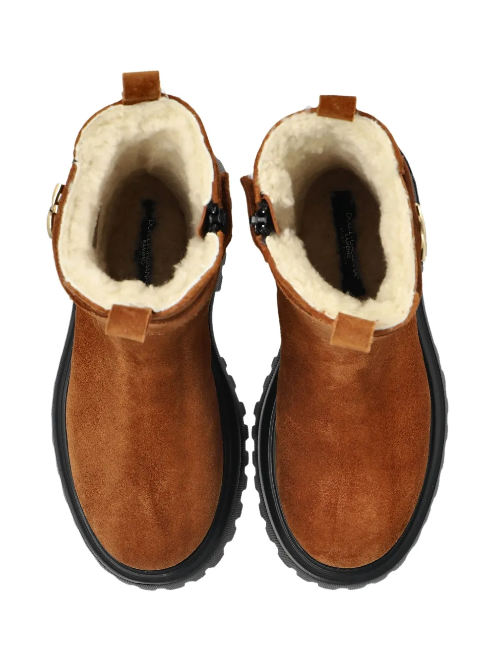 Dolce & Gabbana Kids logo-plaque suede boots Brown