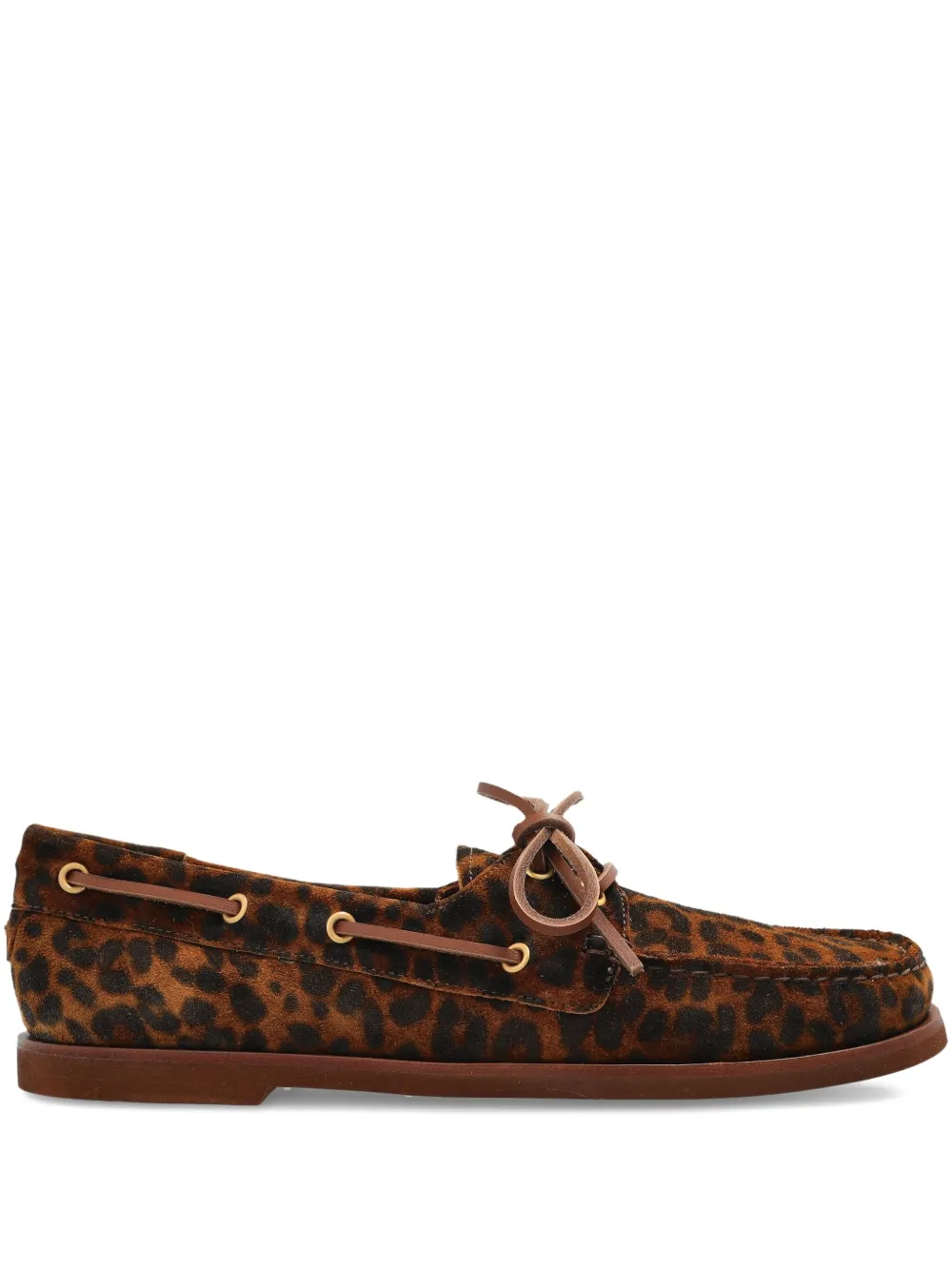 Gianvito Rossi Vandé leopard print lace-up boat shoes Brown