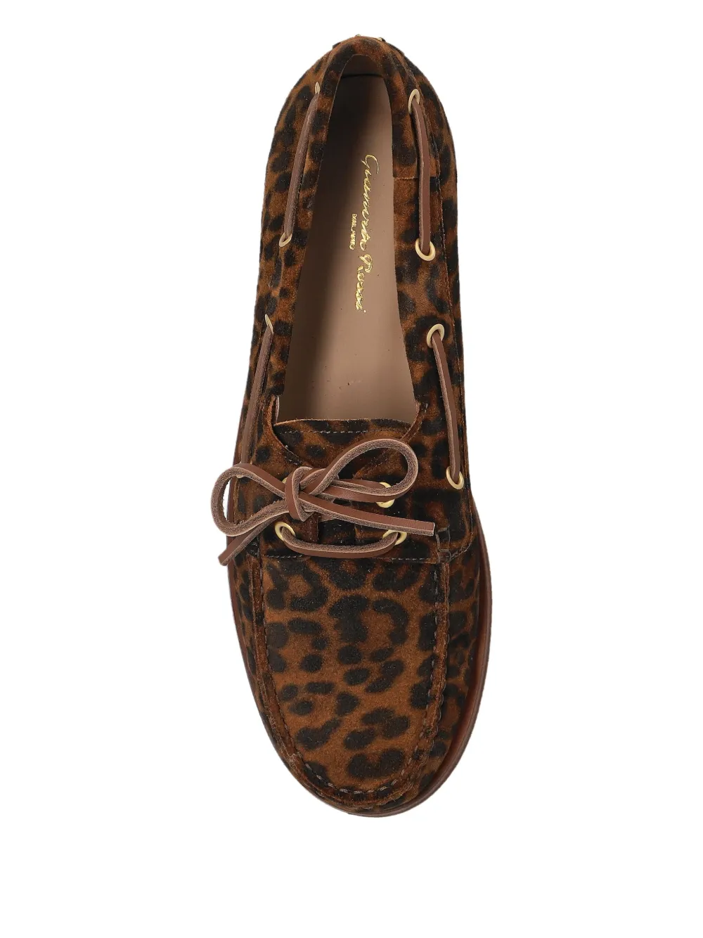 Gianvito Rossi Vandé leopard print lace-up boat shoes Brown