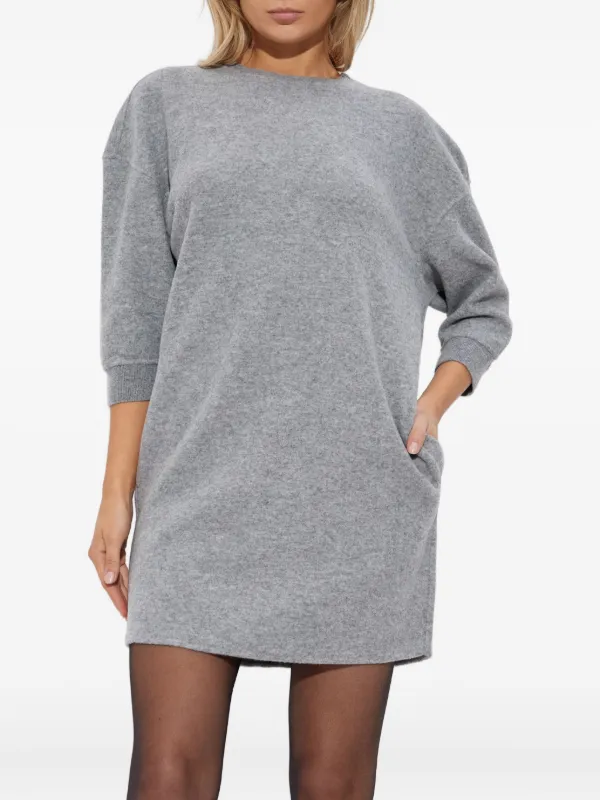 Max Mara Three-quarter Sleeves Midi Dress in Grey