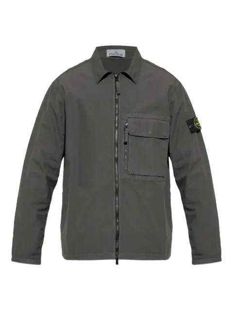 Stone Island patch-pocket zip-front shirt