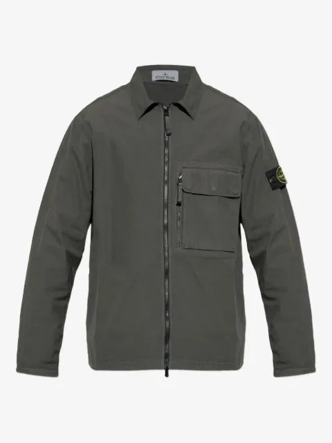 Stone Island patch-pocket zip-front shirt