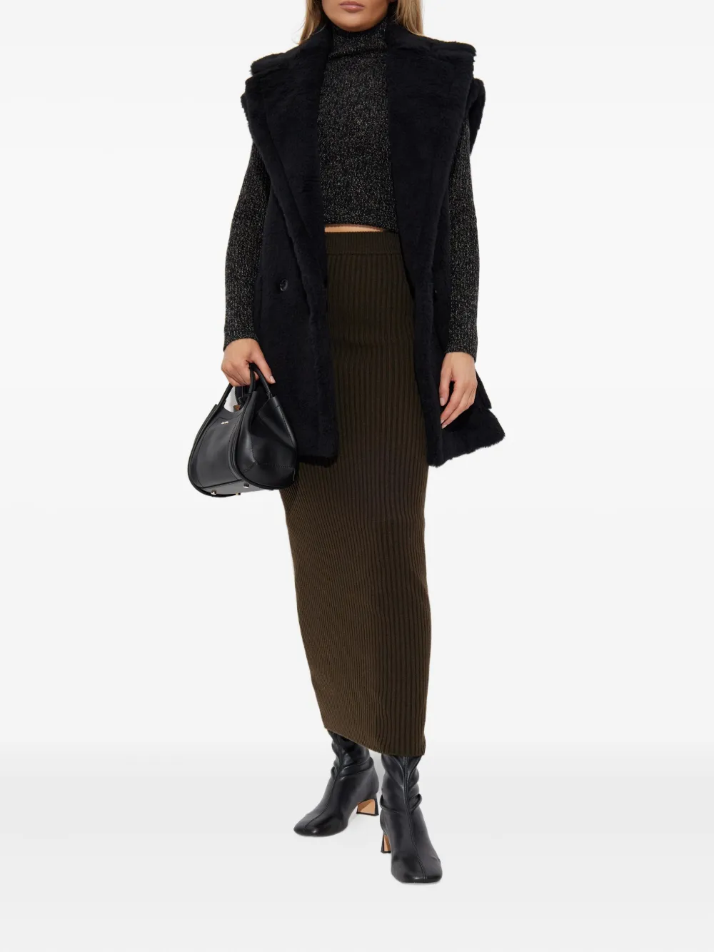 Max Mara Boris geribbelde midi-rok - Bruin