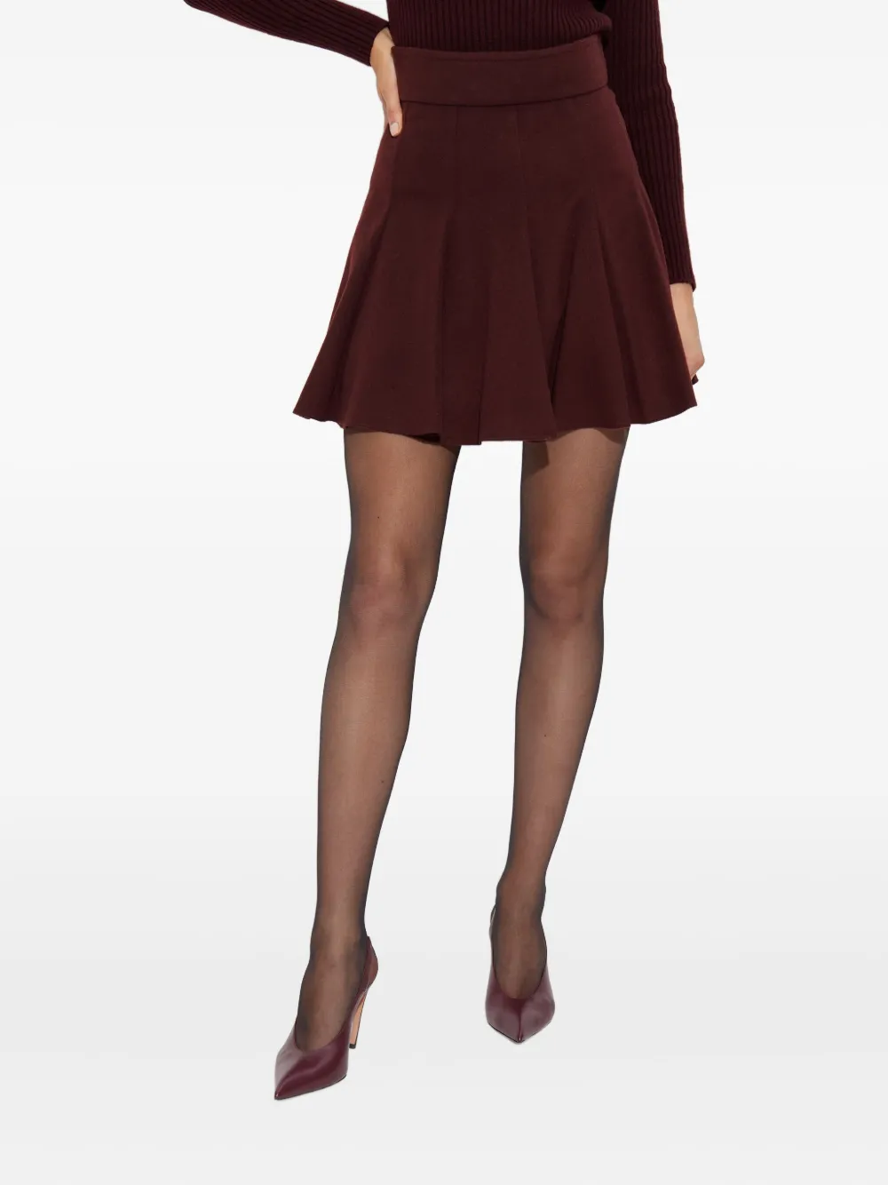 Max Mara Brava Pleated Mini Skirt In Burgundy