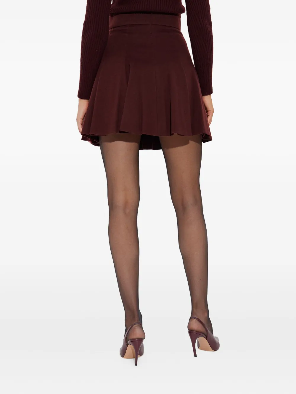 Max Mara Brava Pleated Mini Skirt In Burgundy
