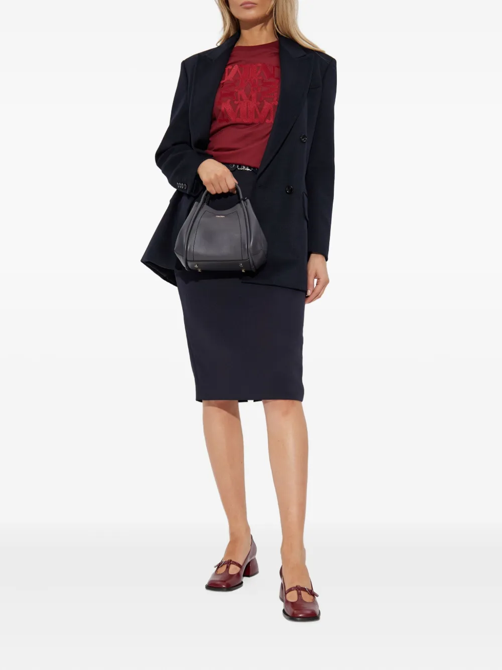 Max Mara Bravo Embroidered T-shirt In Burgundy