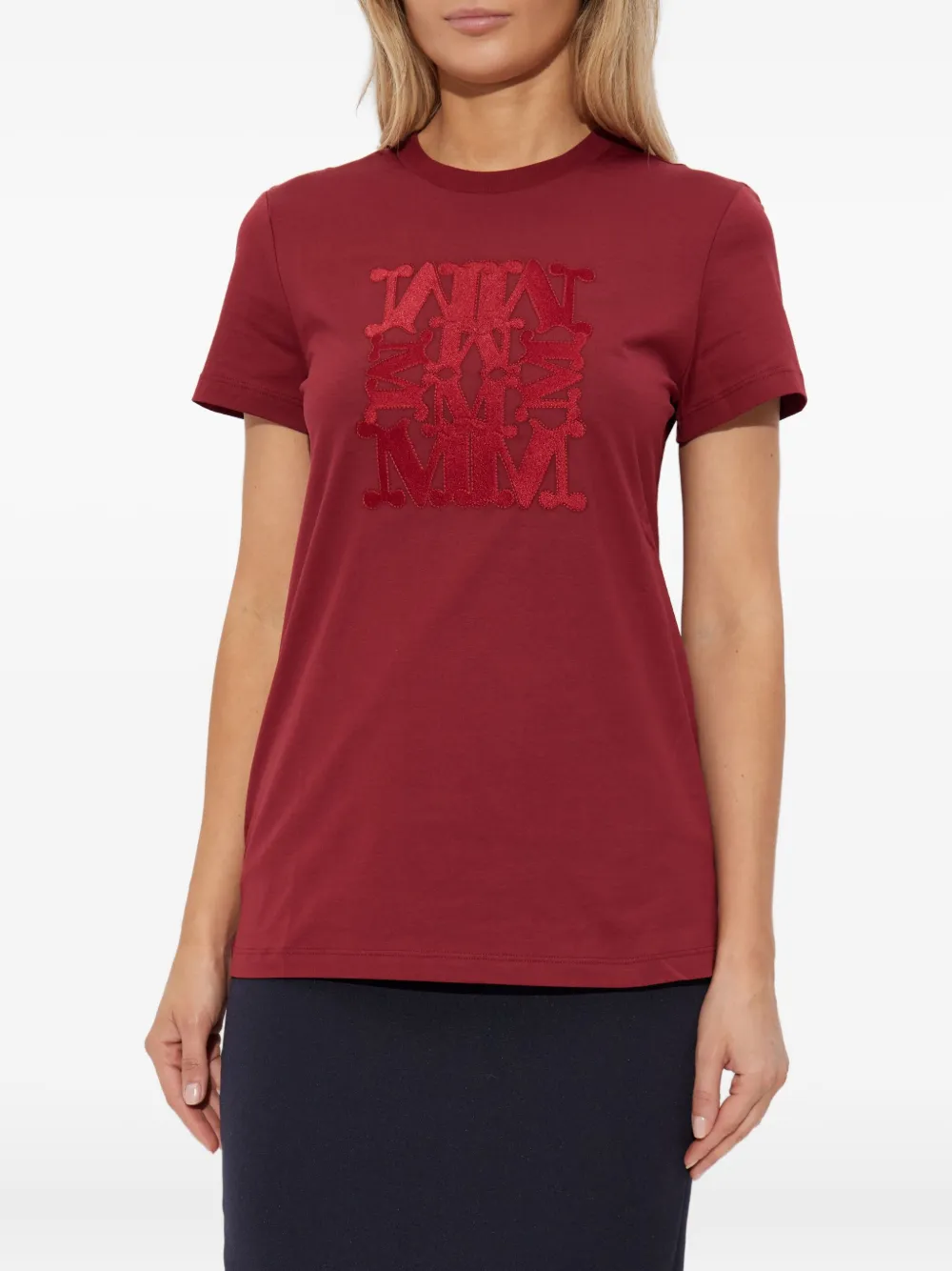 Max Mara Bravo Embroidered T-shirt In Burgundy