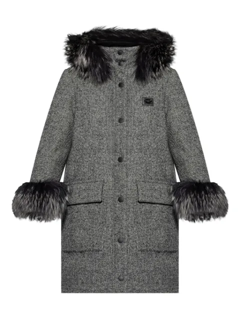 Dolce & Gabbana faux-fur trimmed wool coat
