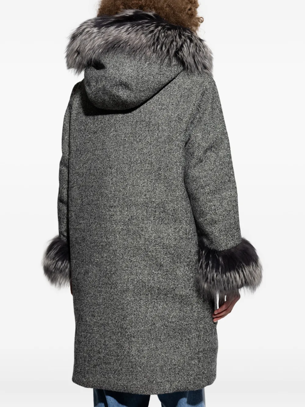 Dolce & Gabbana Faux-fur Trimmed Wool Coat In Gray
