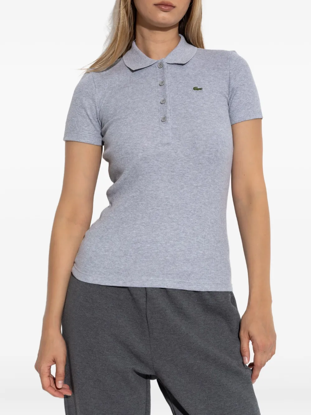Lacoste Ribbed Polo Shirt In Blue