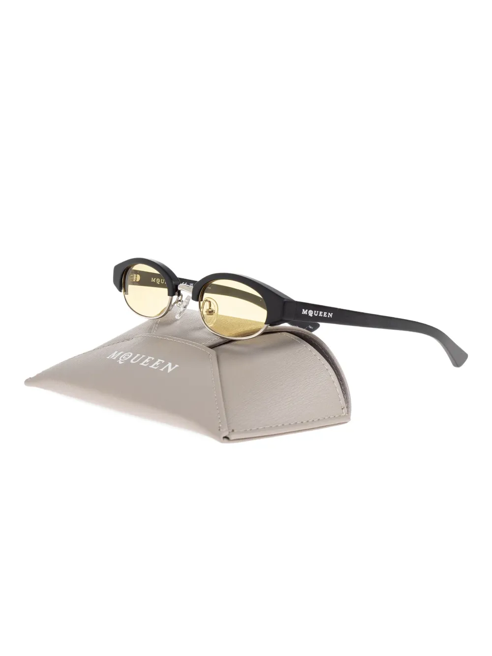 Alexander McQueen Eyewear Zonnebril met ovaal montuur - Zwart