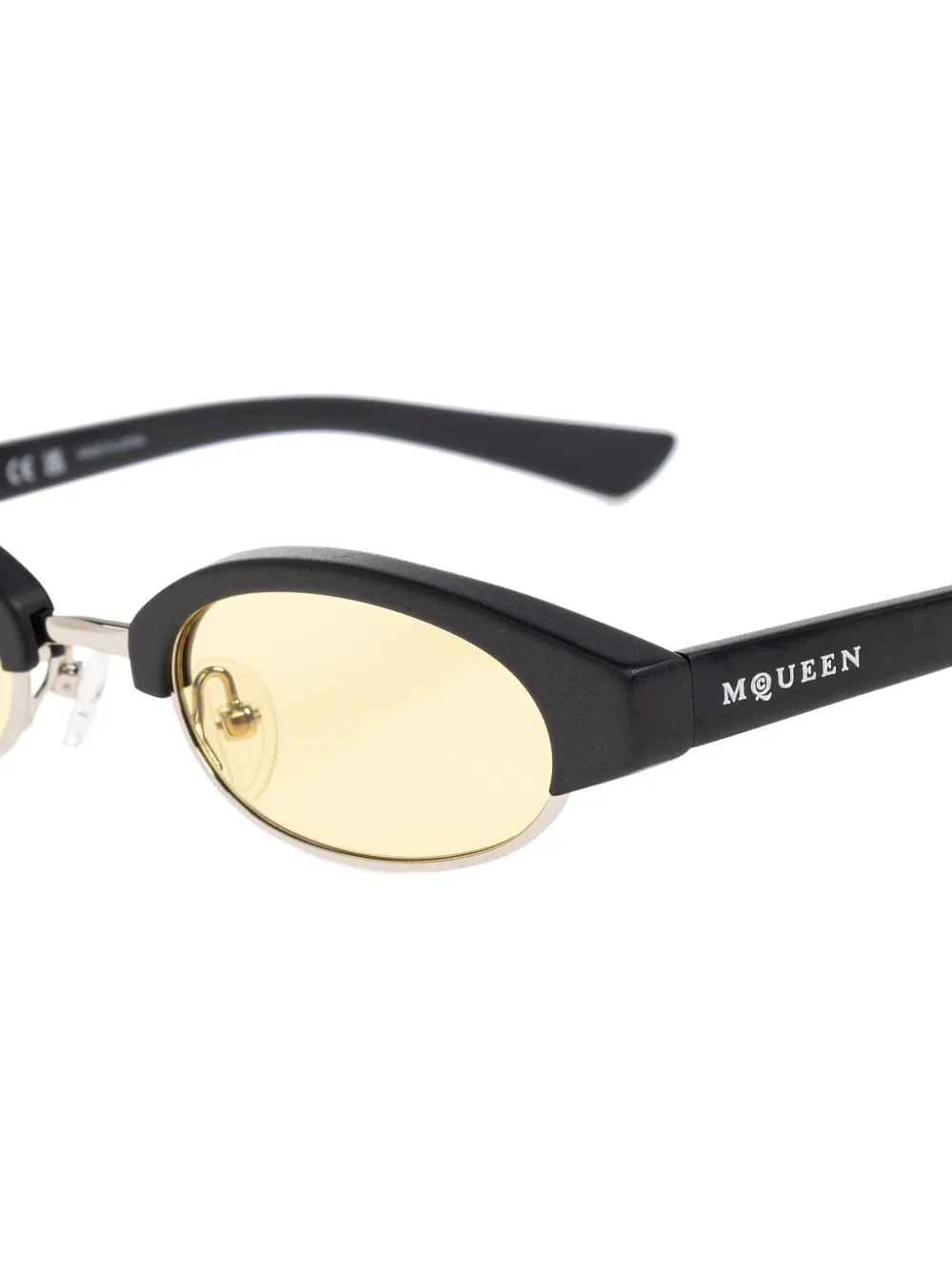 Alexander McQueen Eyewear Zonnebril met ovaal montuur Zwart