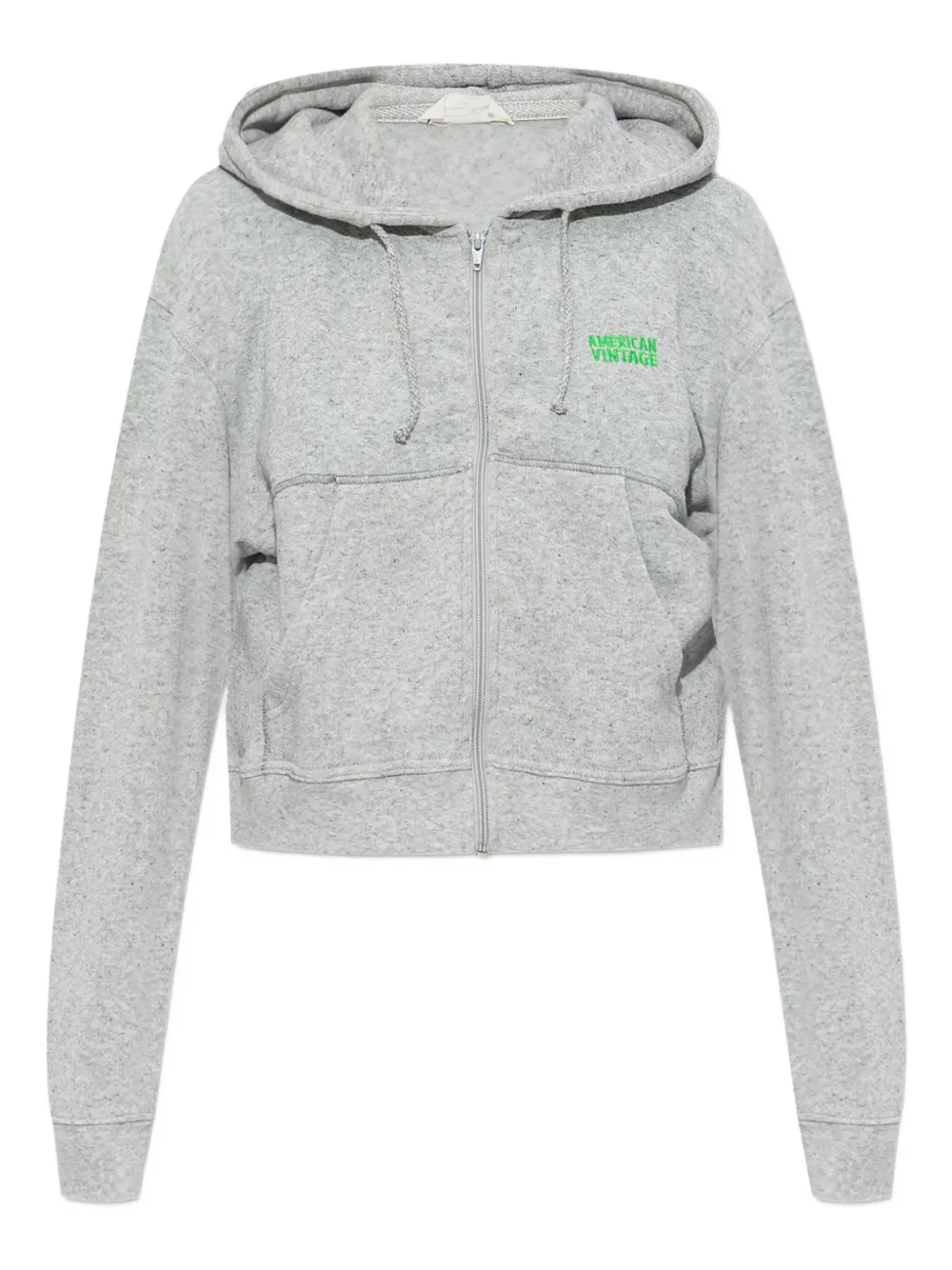 American Vintage Casual Zip Hoodie With Drawstring And Pockets In Gray