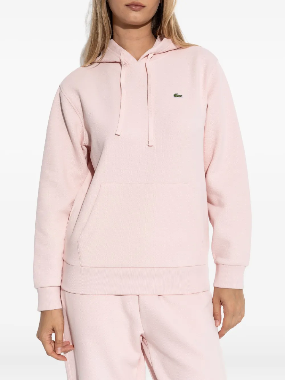 Lacoste Piqué hoodie Roze